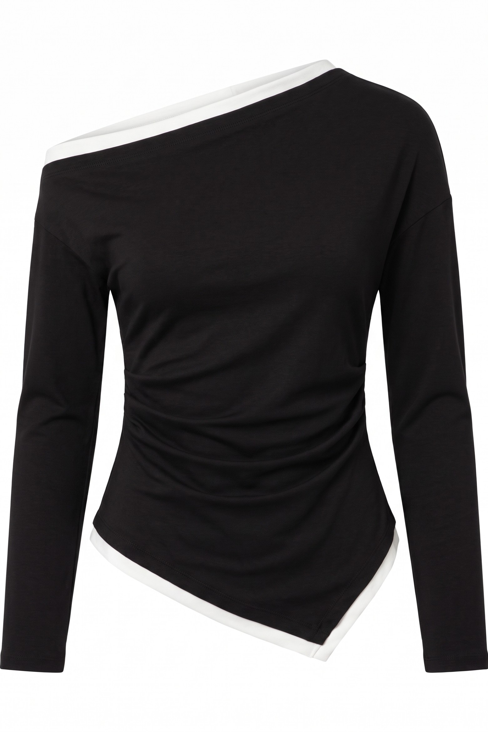 T-shirt chocolate assim�trica manga comprida