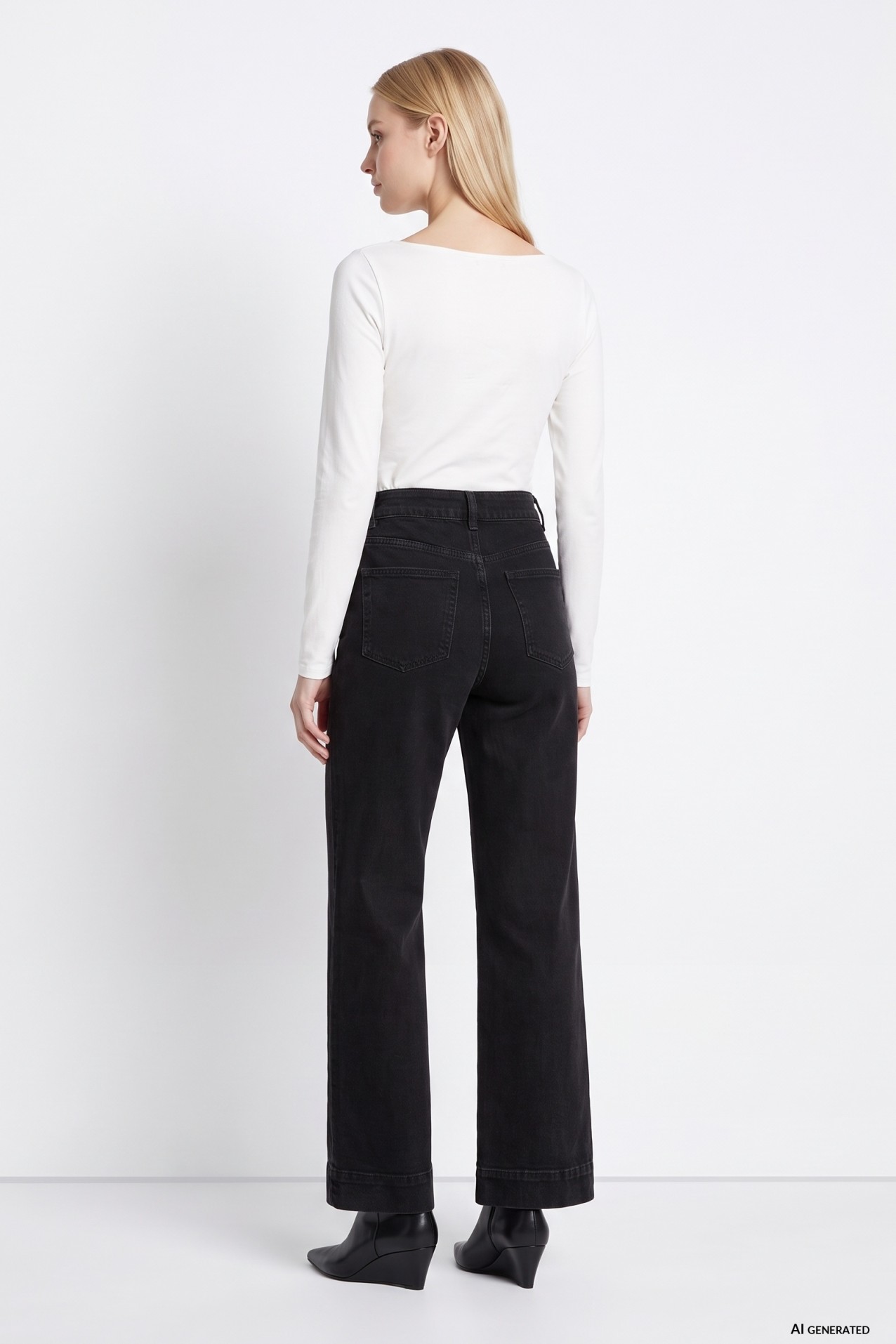 Black High Waist Straight Jeans
