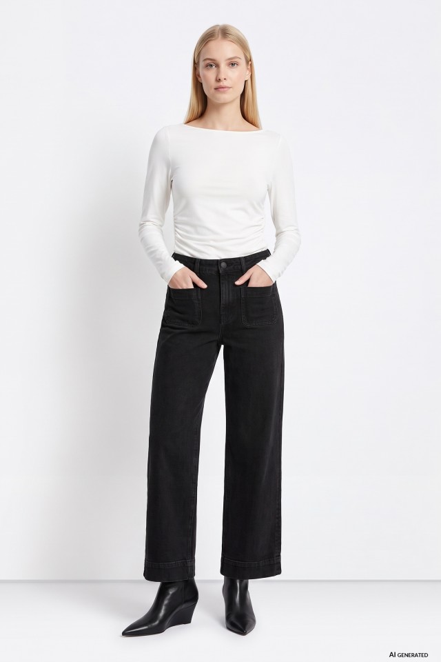 Black High Waist Straight Jeans