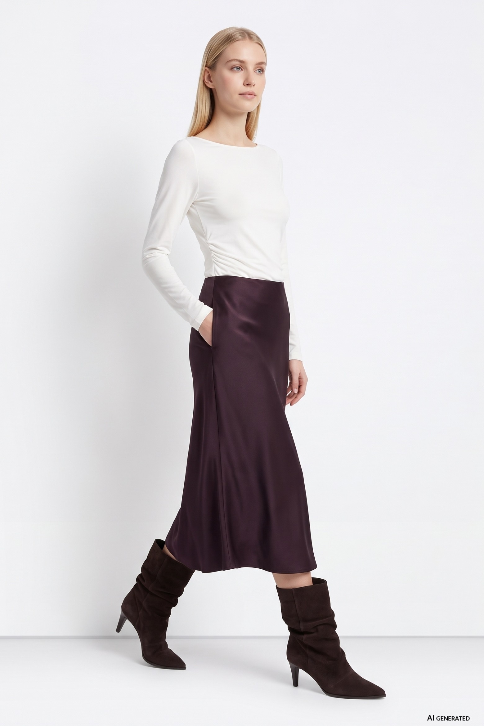 Midi Skirt in Deep Burgundy