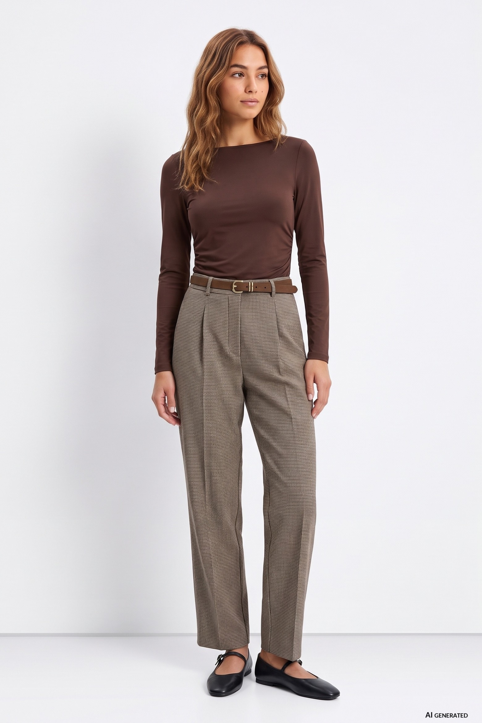 Beige Striped Trousers