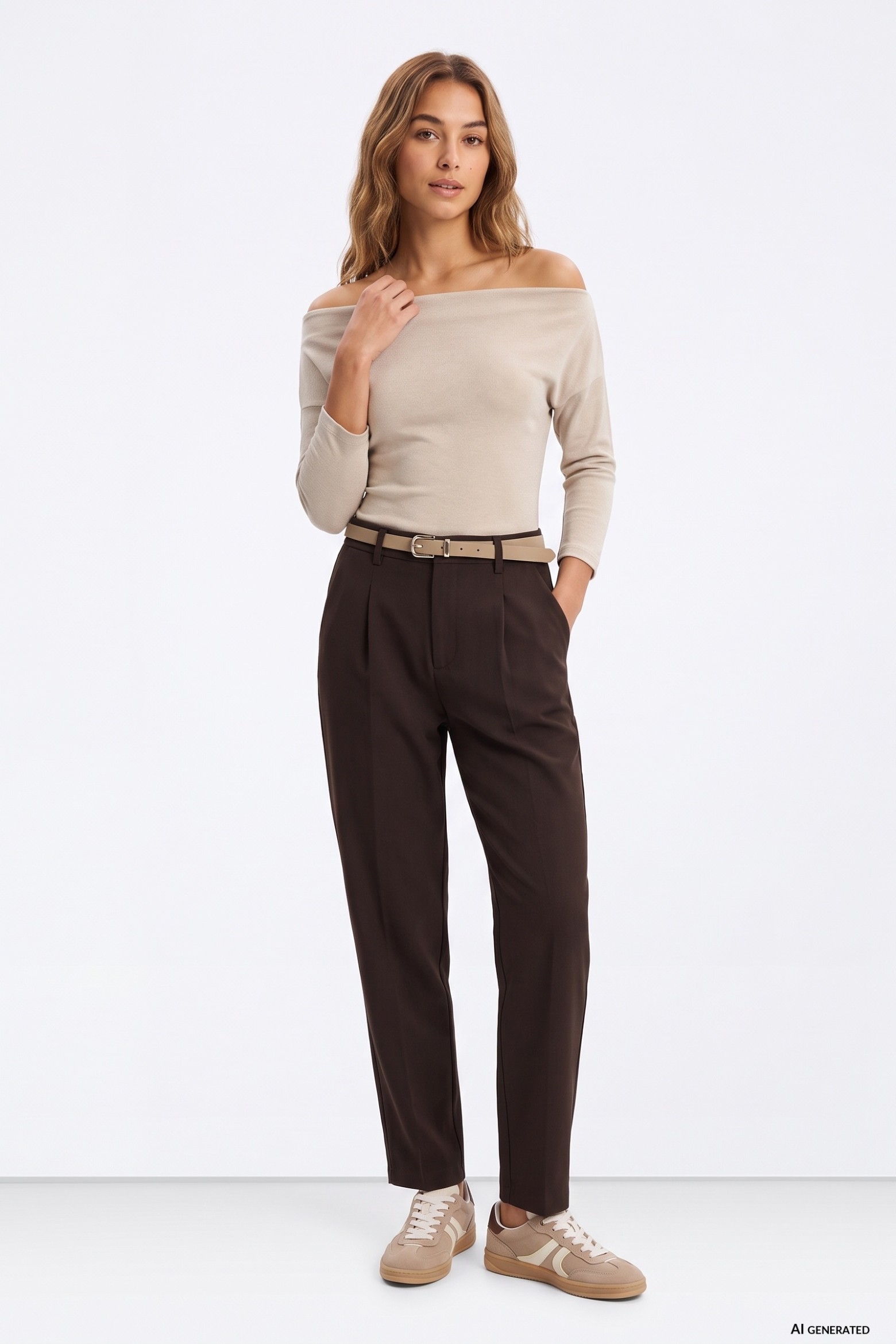 Brown straight-cut trousers