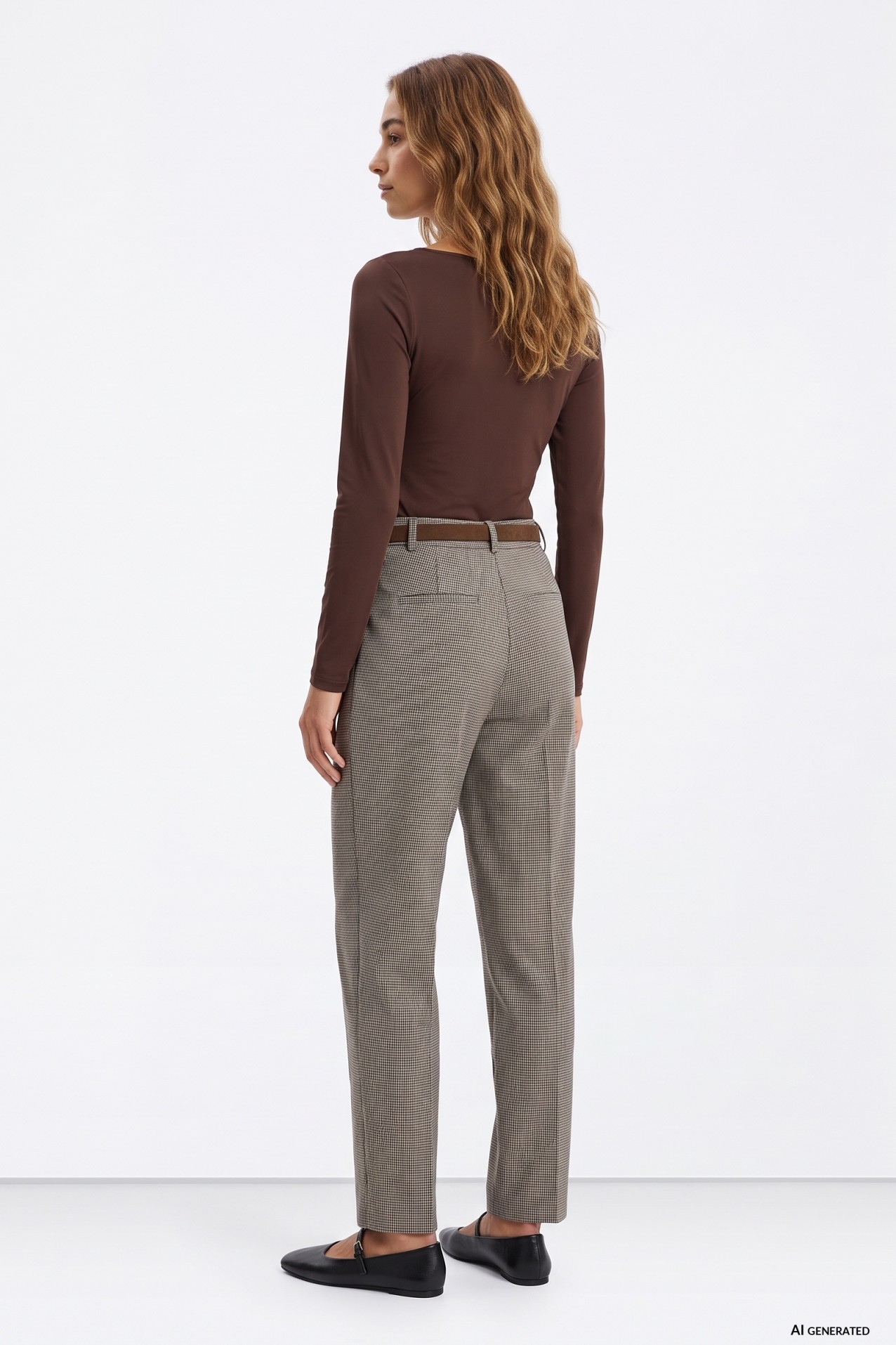Beige Striped Trousers