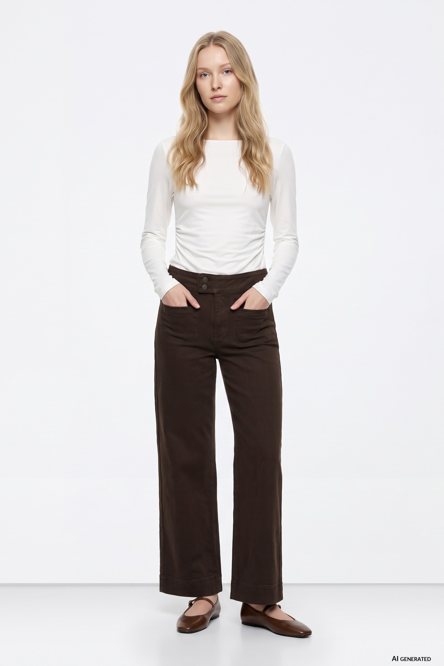 Wide Leg Brown Jeans