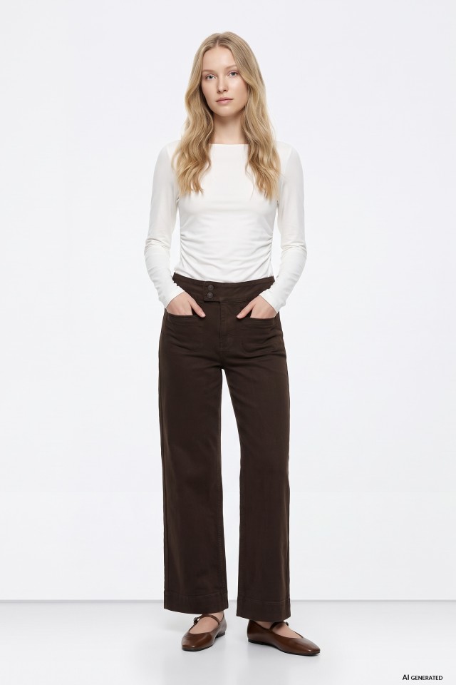 Wide Leg Brown Jeans