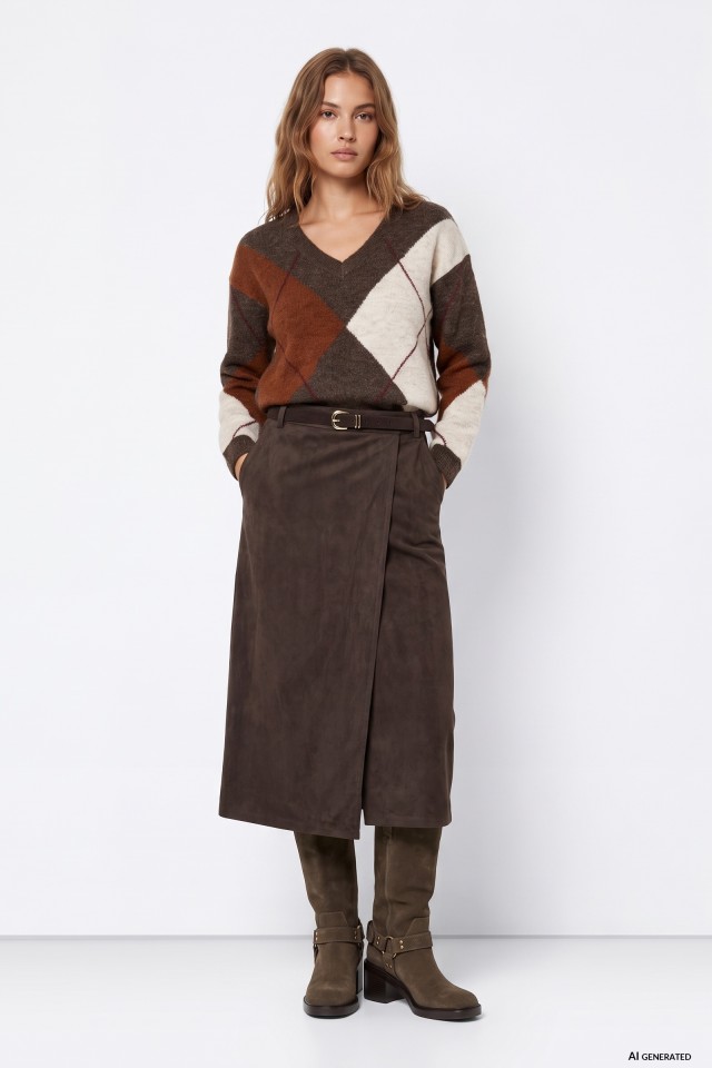 Chocolate Brown Midi Skirt