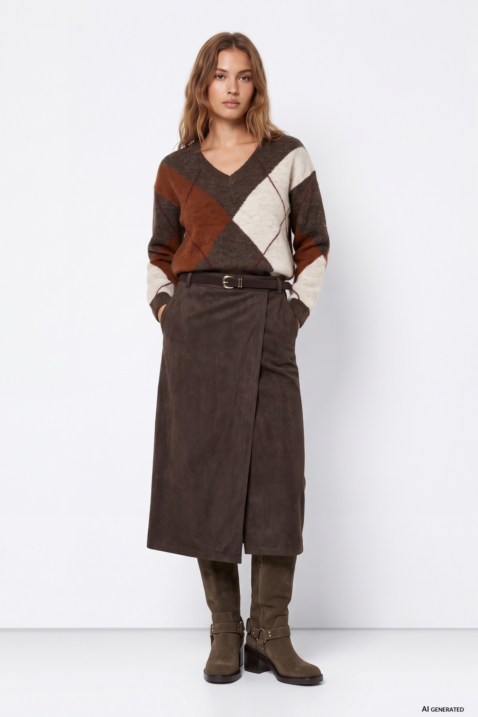 Chocolate Brown Midi Skirt