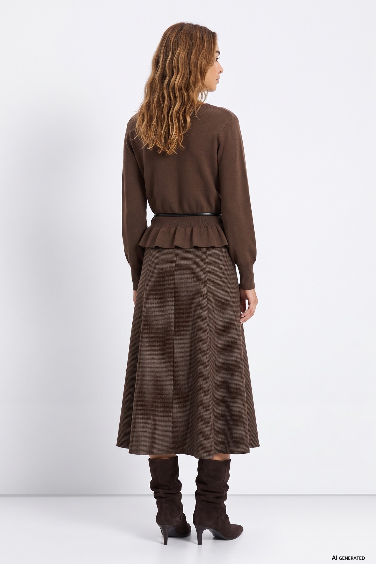 Midi Beige Skirt Casual