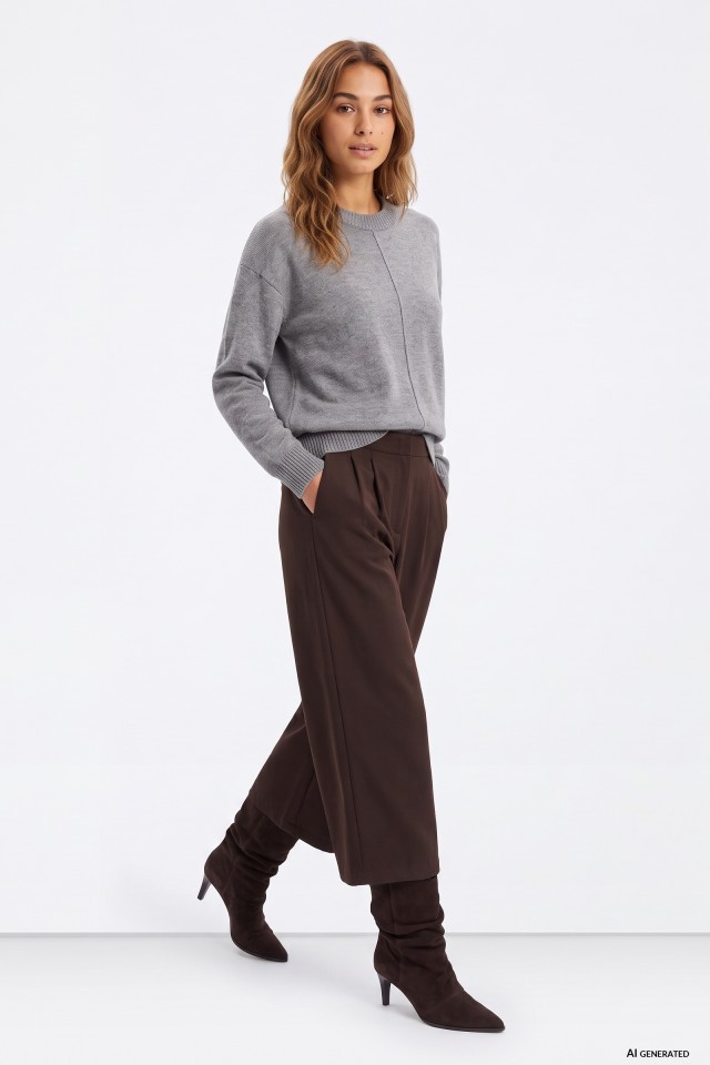 Pantal�n ancho color chocolate