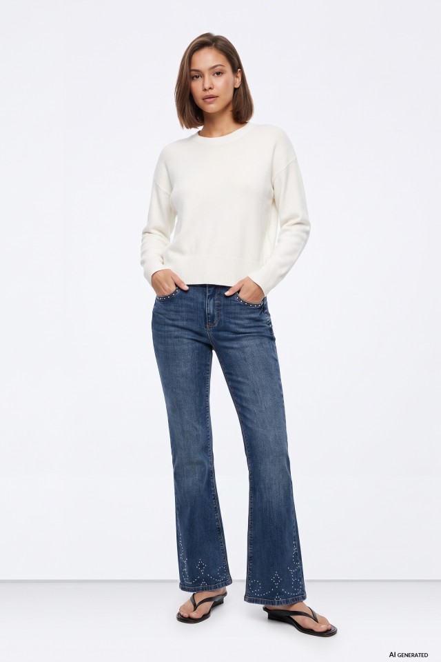 Jeans flare azul escuro