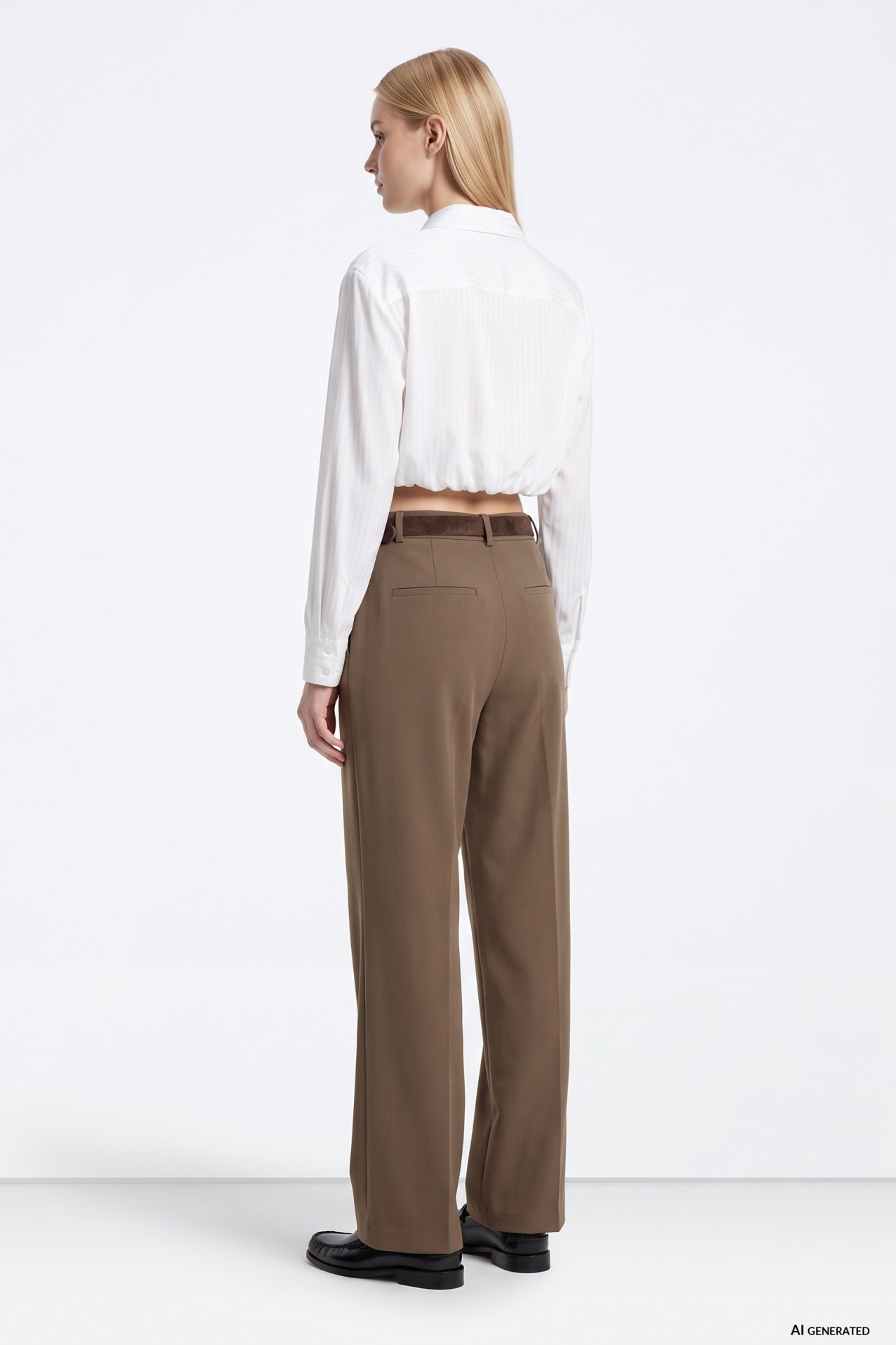Beige Wide-Leg Trousers
