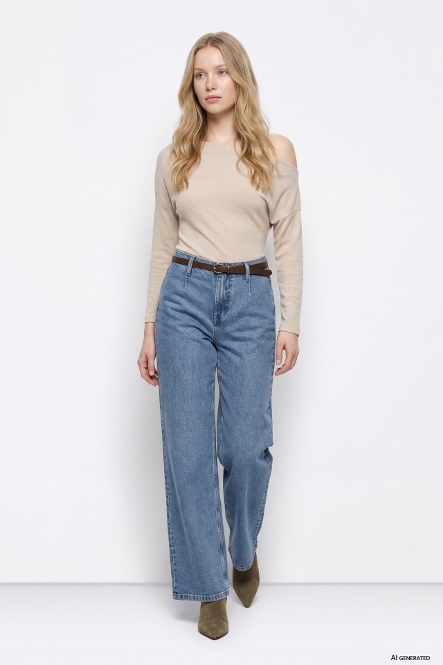 Jeans largos com cinto