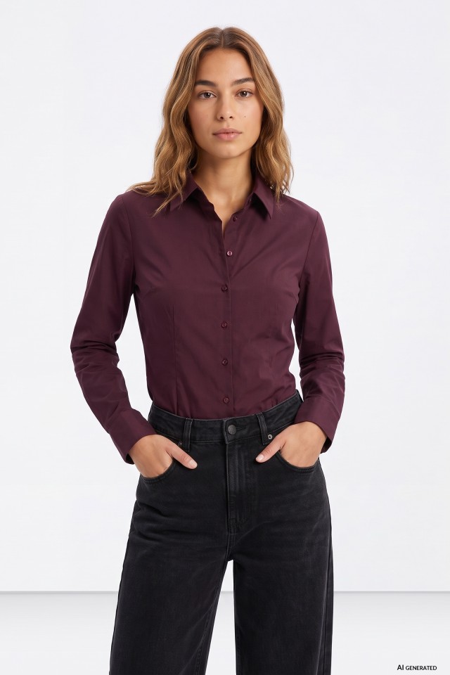 Camisa ajustada manga larga