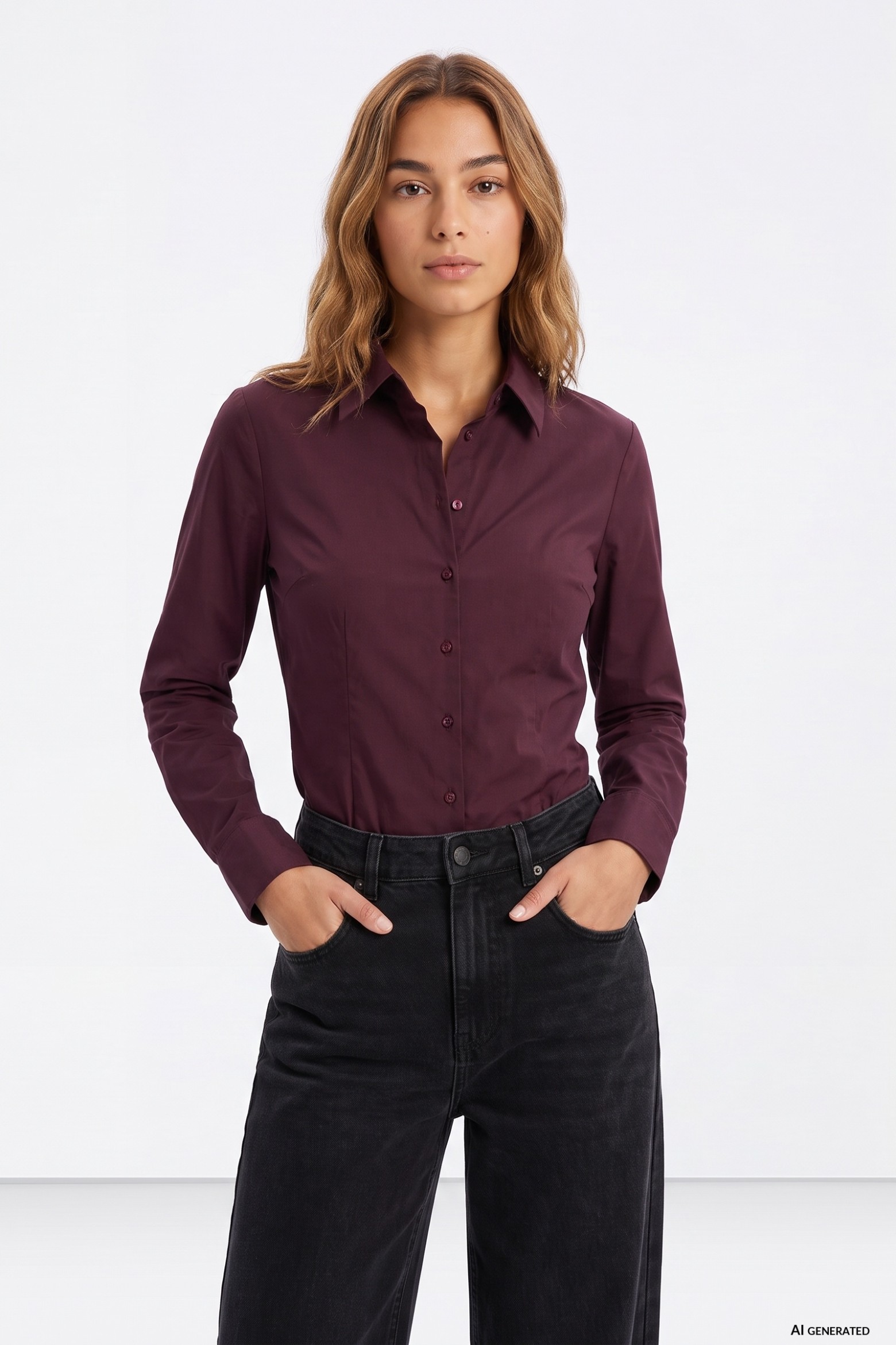 Camisa ajustada manga larga