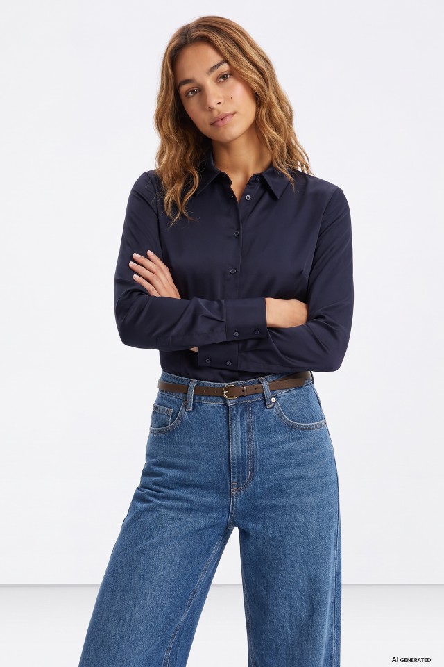 Camisa azul marinho cl�ssica