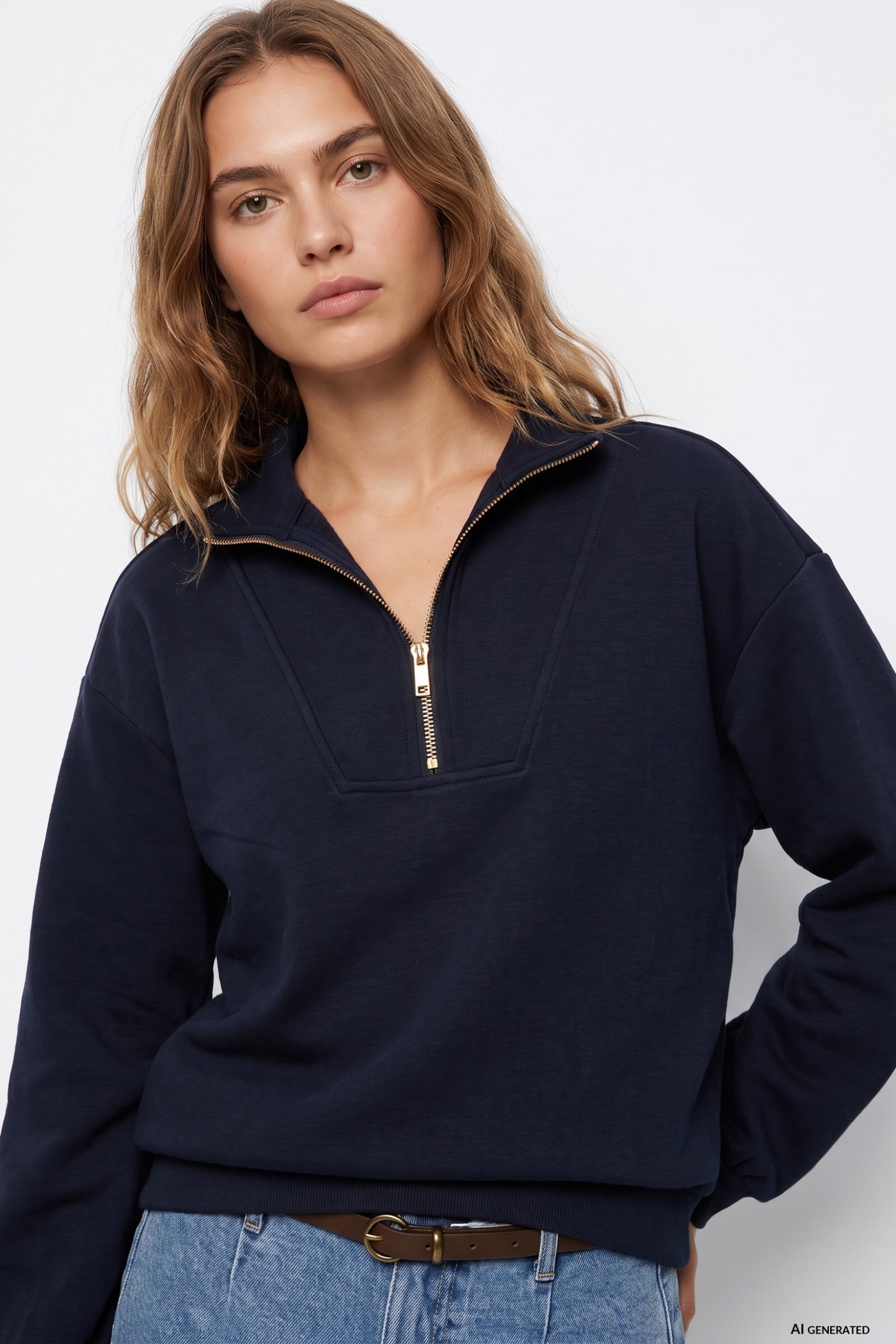 Navy Zip Sweatshirt