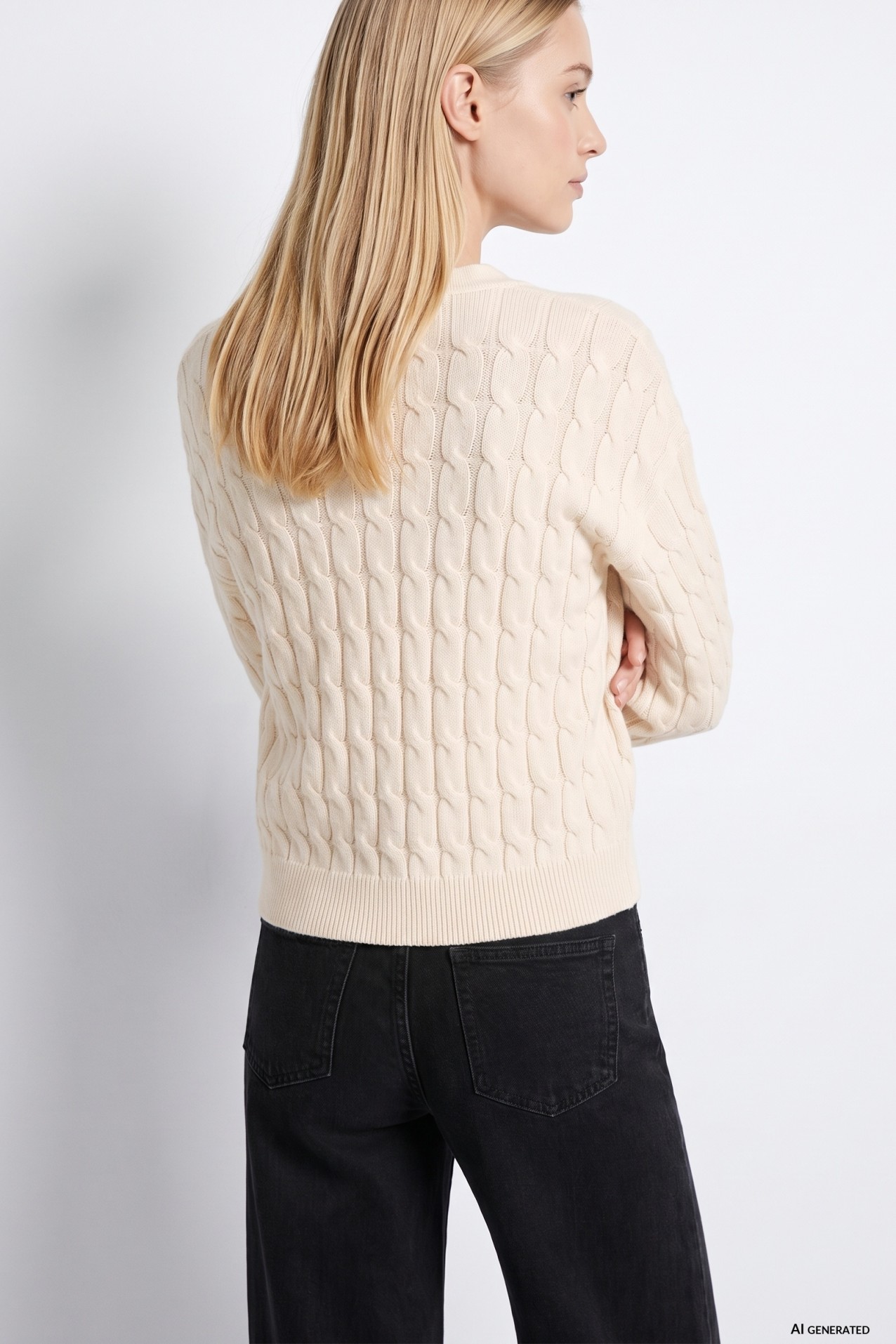 Beige Cable Knit Sweater