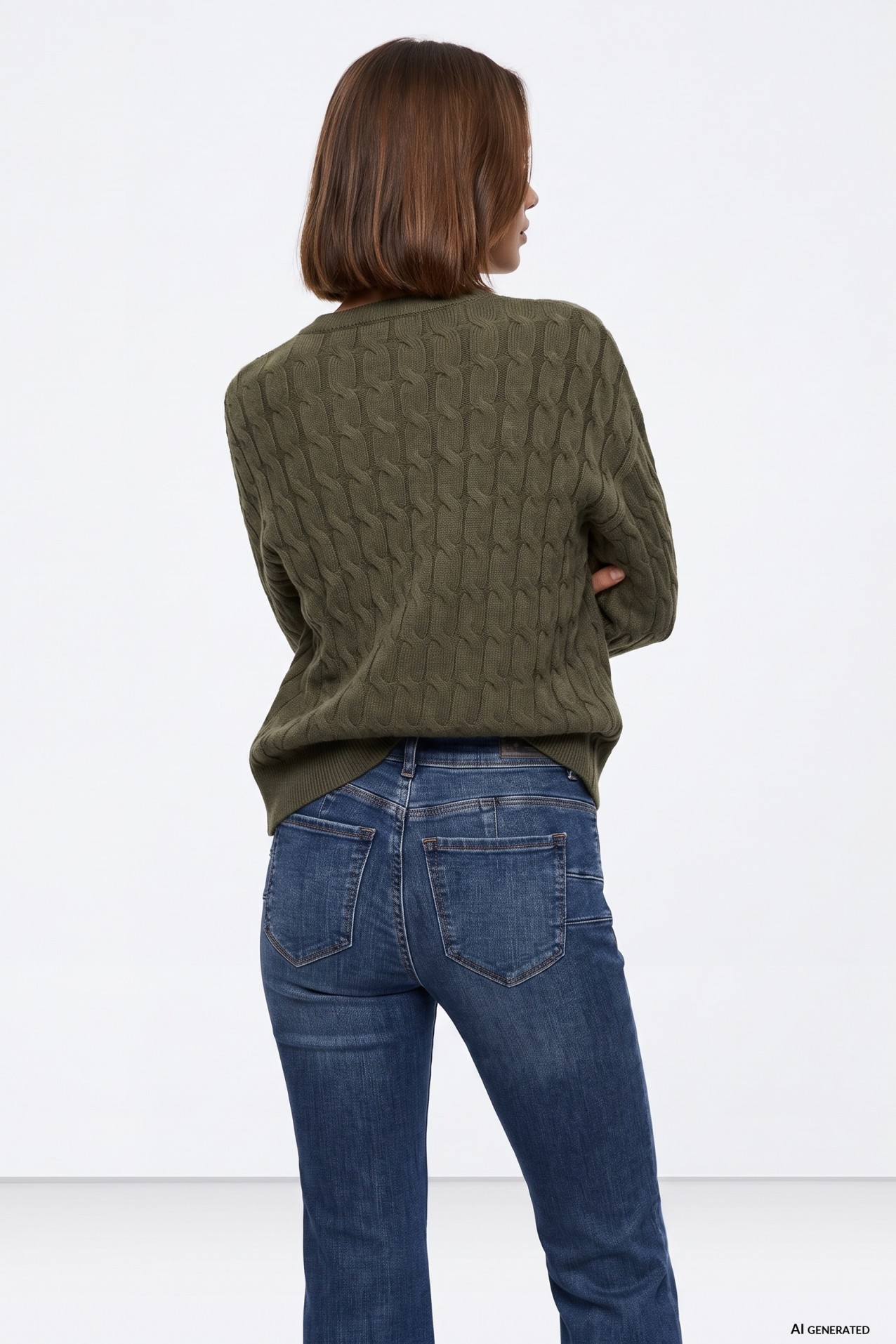 Chunky Green V-Neck Sweater