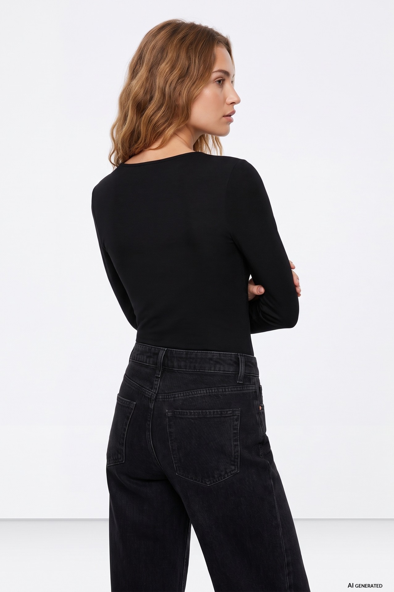 Black Long Sleeve Twist Tee