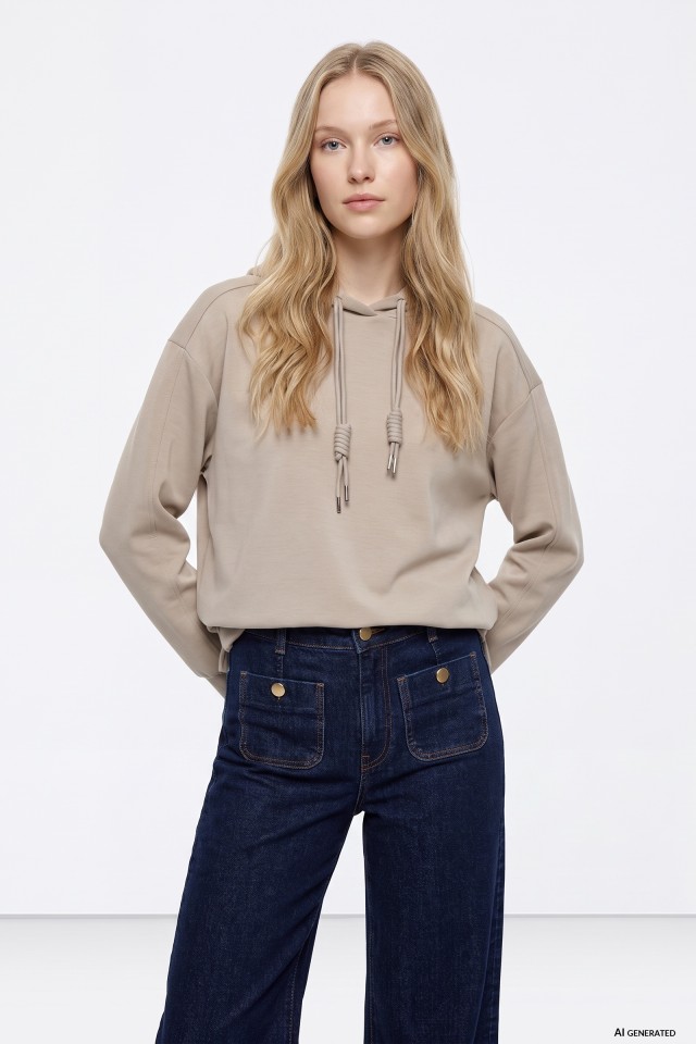Sweatshirt bege com capuz