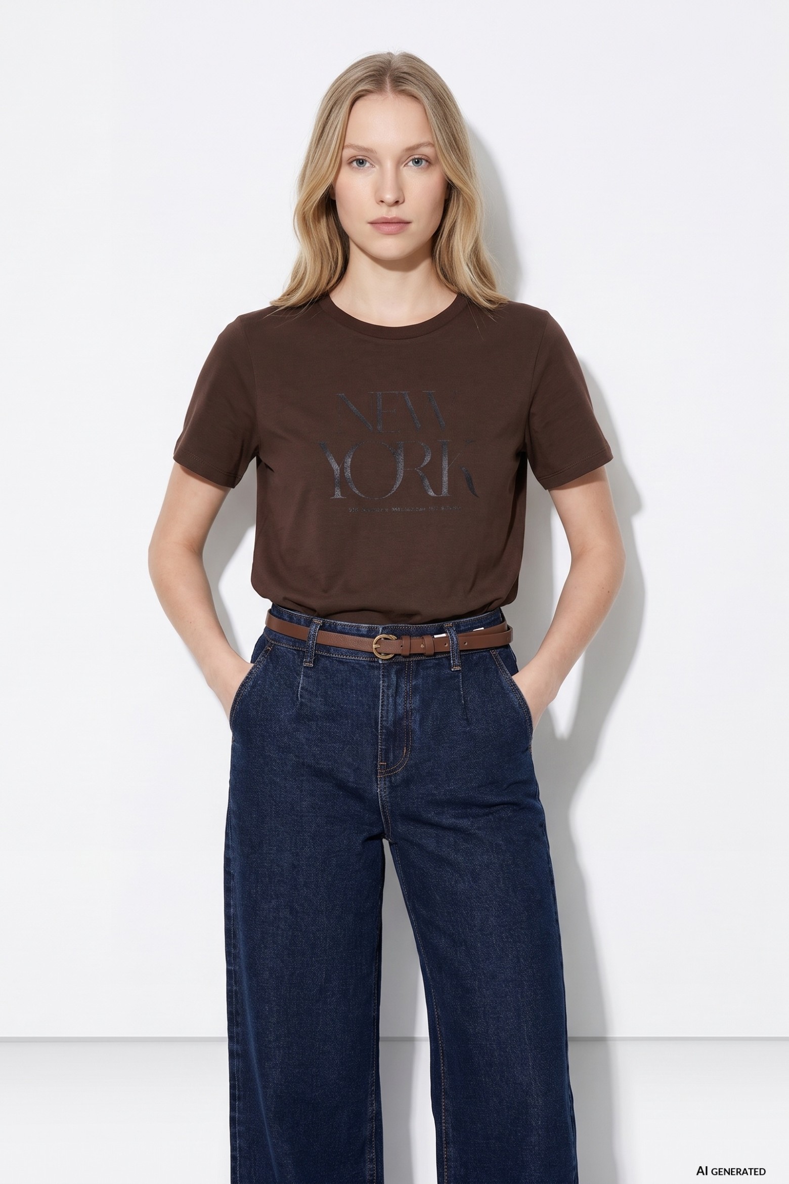 Camiseta marrón New York