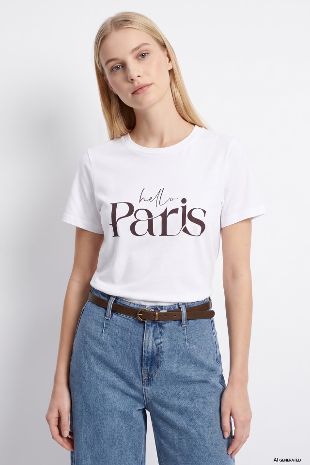 Camiseta blanca Hello Paris