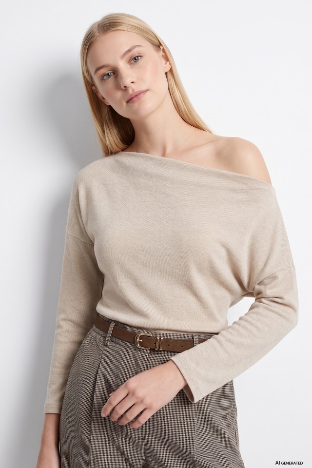 Beige Long Sleeve T-shirt