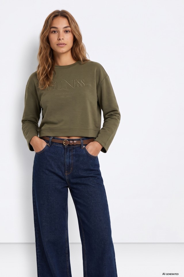 Green Cropped Sweatshirt