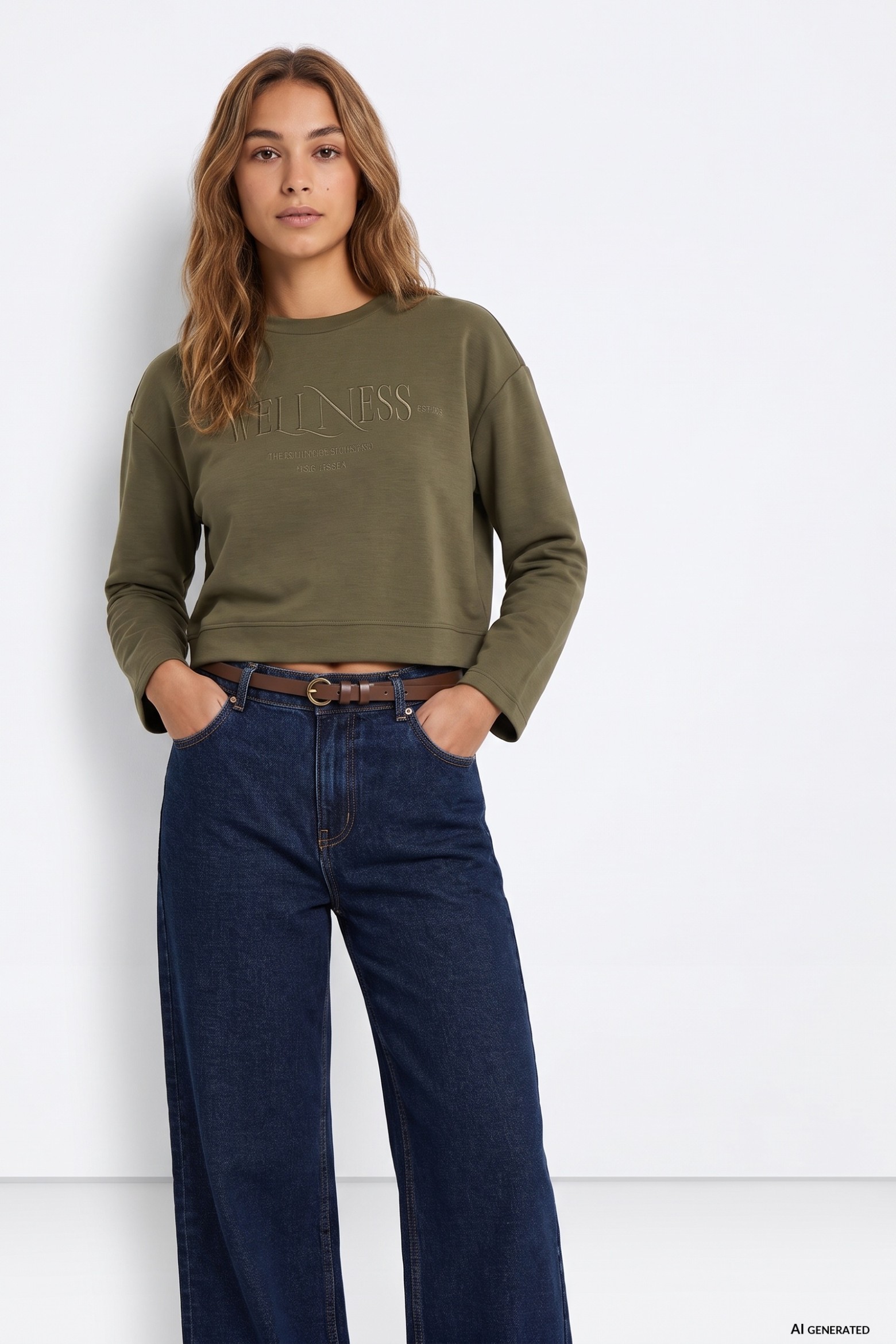 Green Cropped Sweatshirt