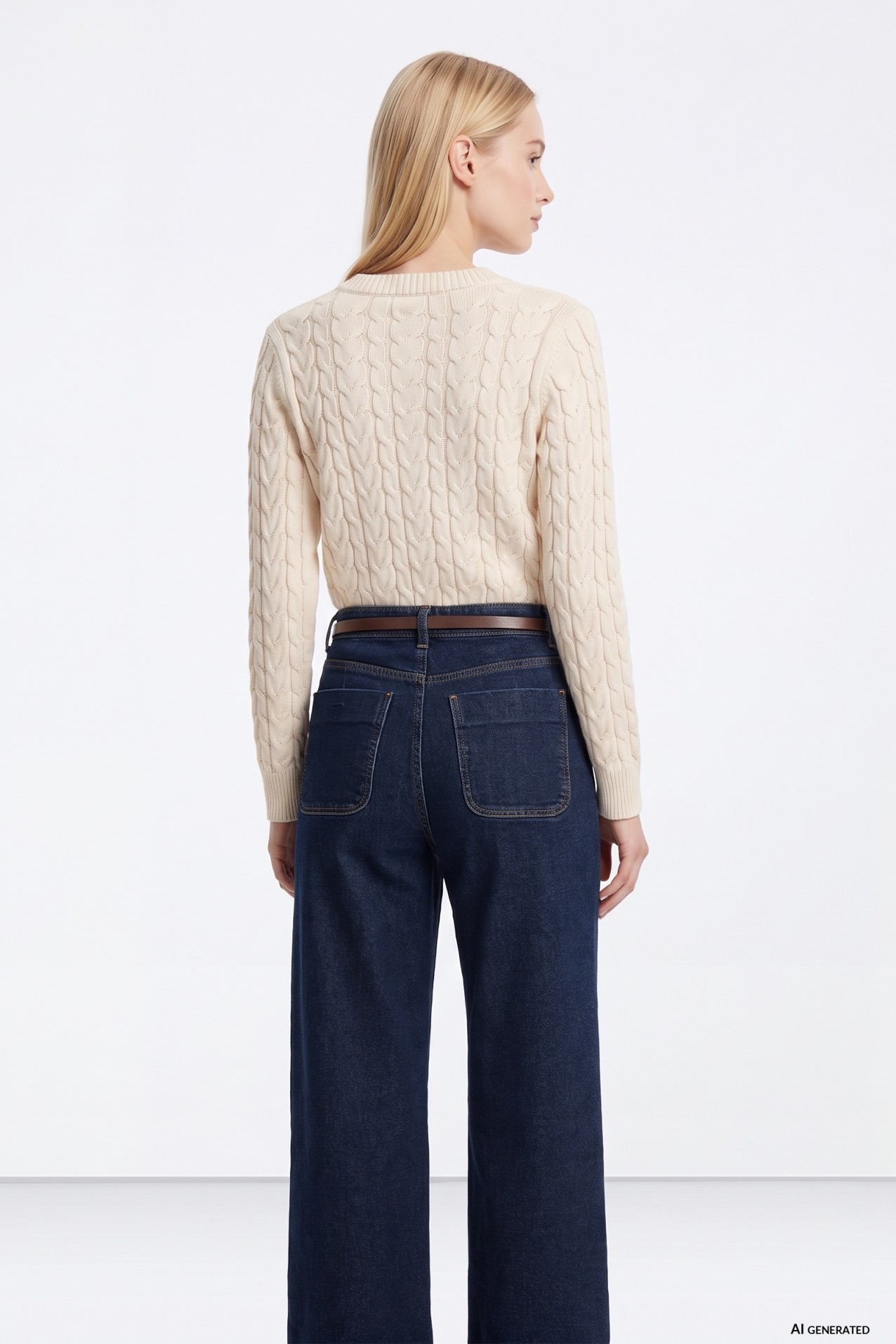 Beige Cropped Knit Cardigan