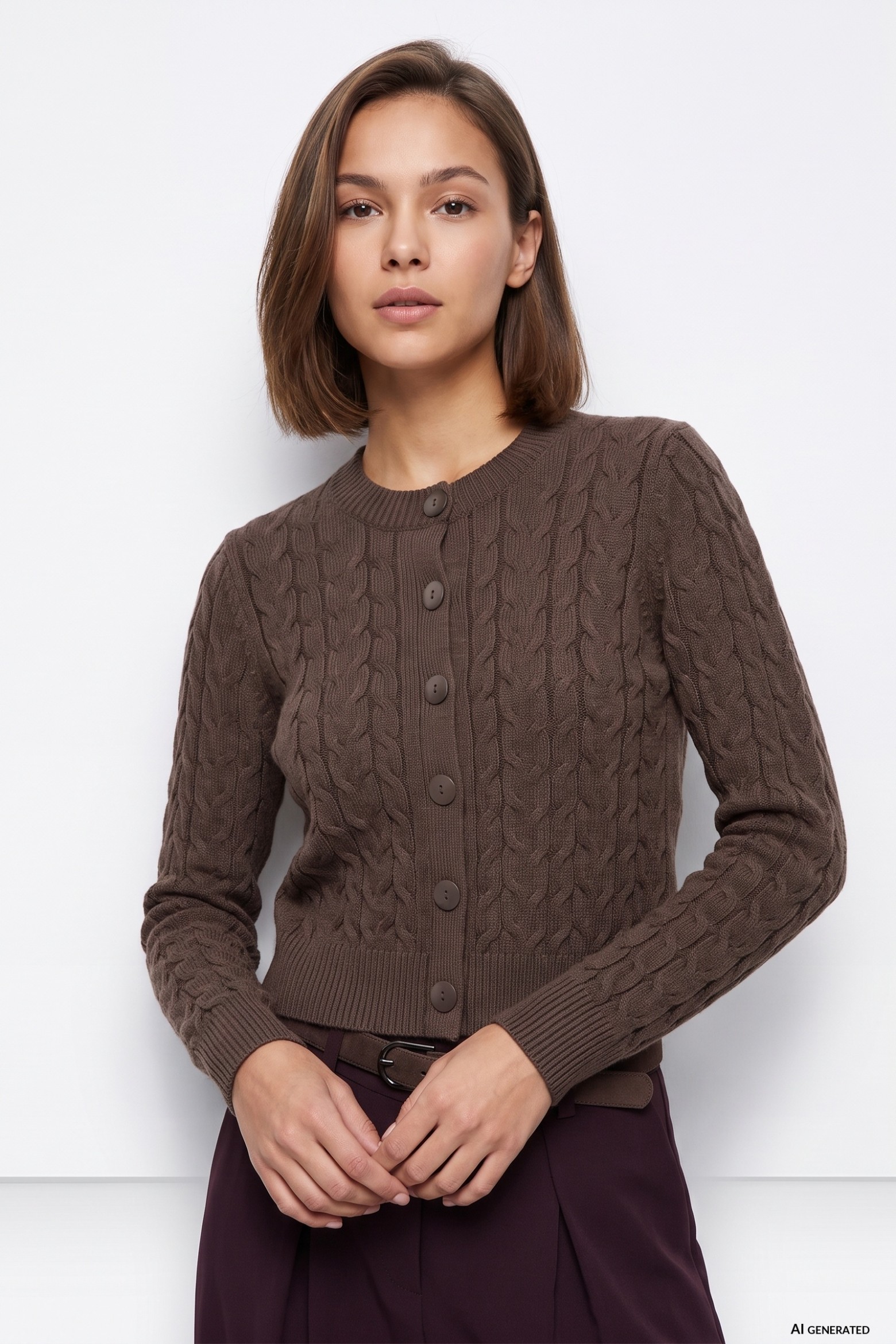 Brown Chunky Knit Cardigan