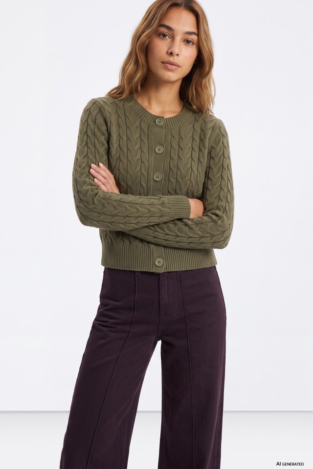 Green Chunky Knit Cardigan
