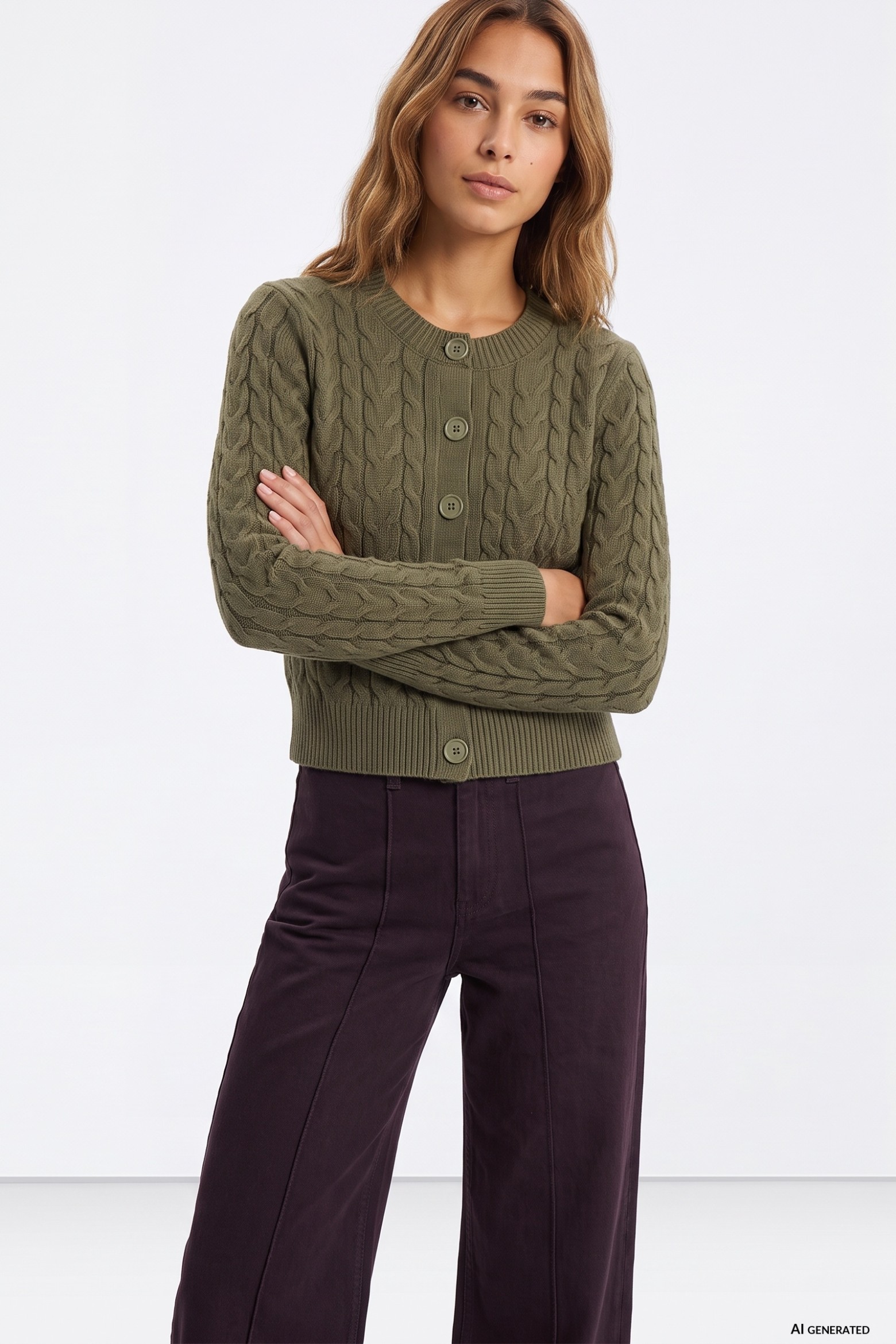 Green Chunky Knit Cardigan