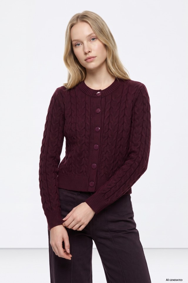 Chunky Red Knit Cardigan
