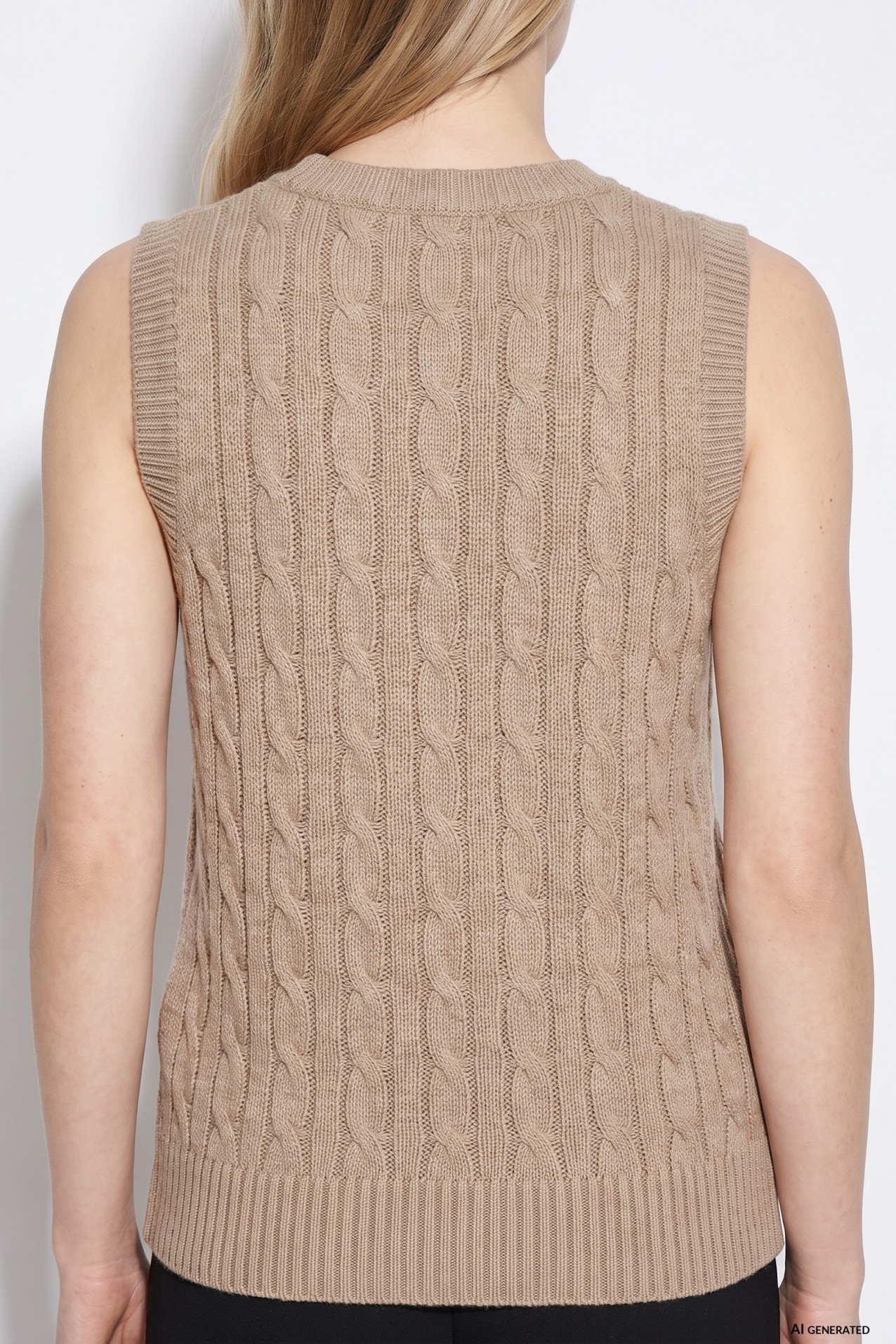 Chaleco beige punto crop