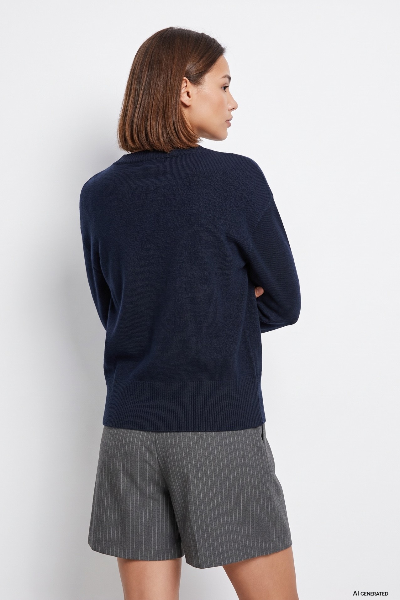 Camisola azul corte largo