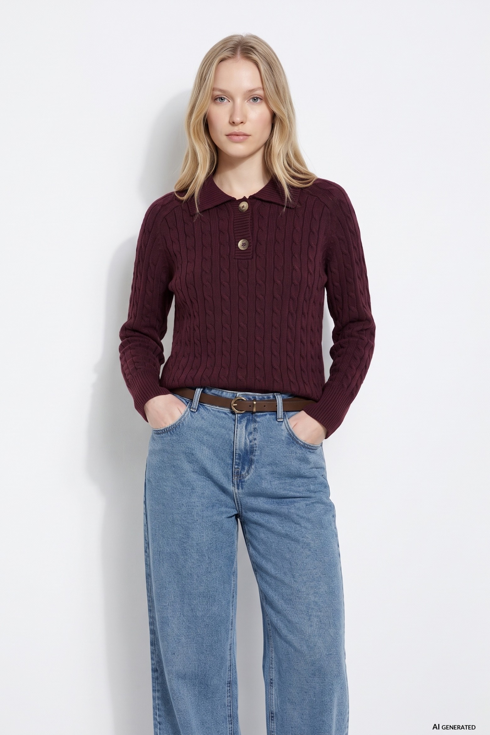Cable Knit Maroon Sweater