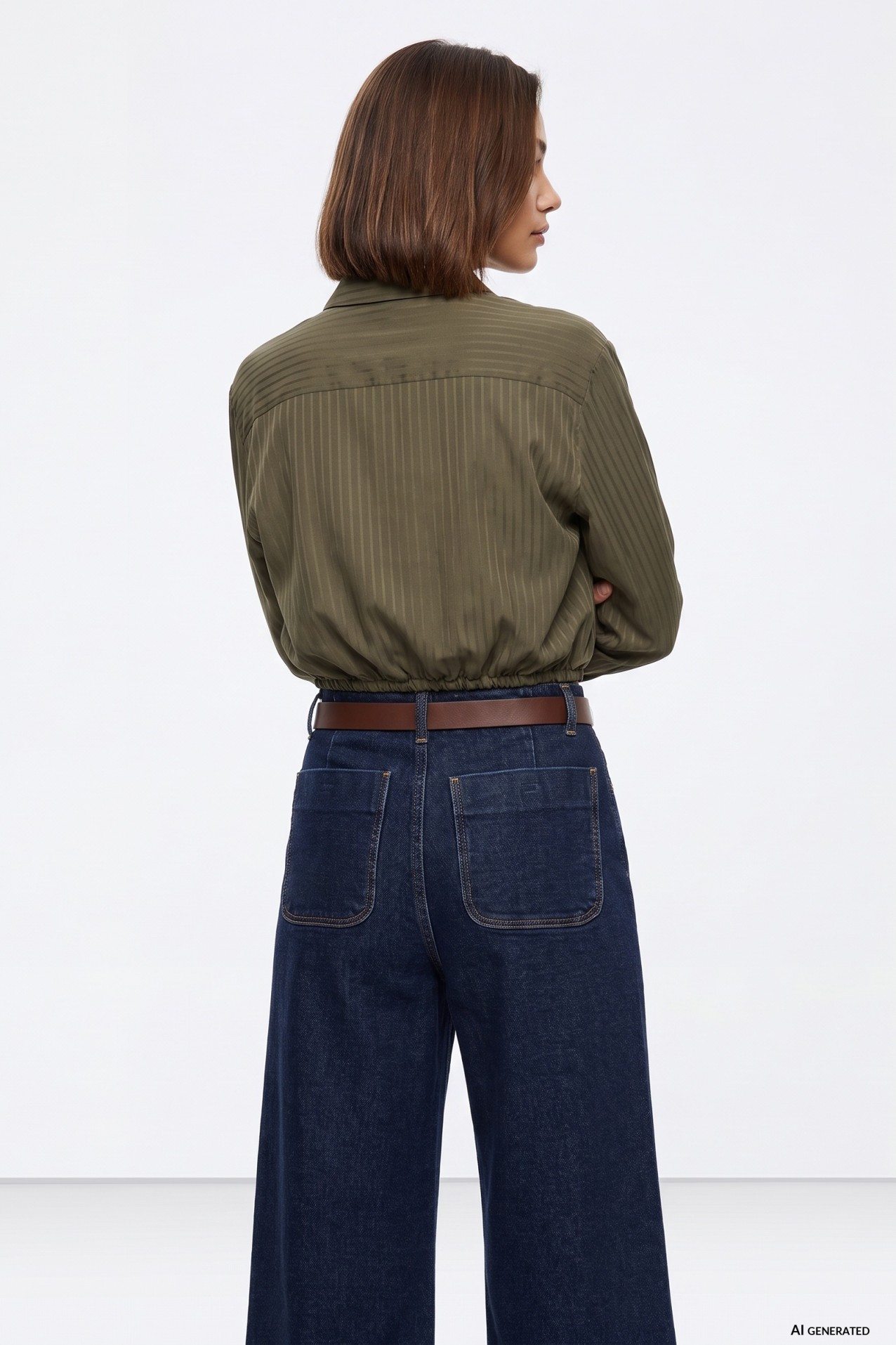 Green Cropped Long Sleeve Shirt
