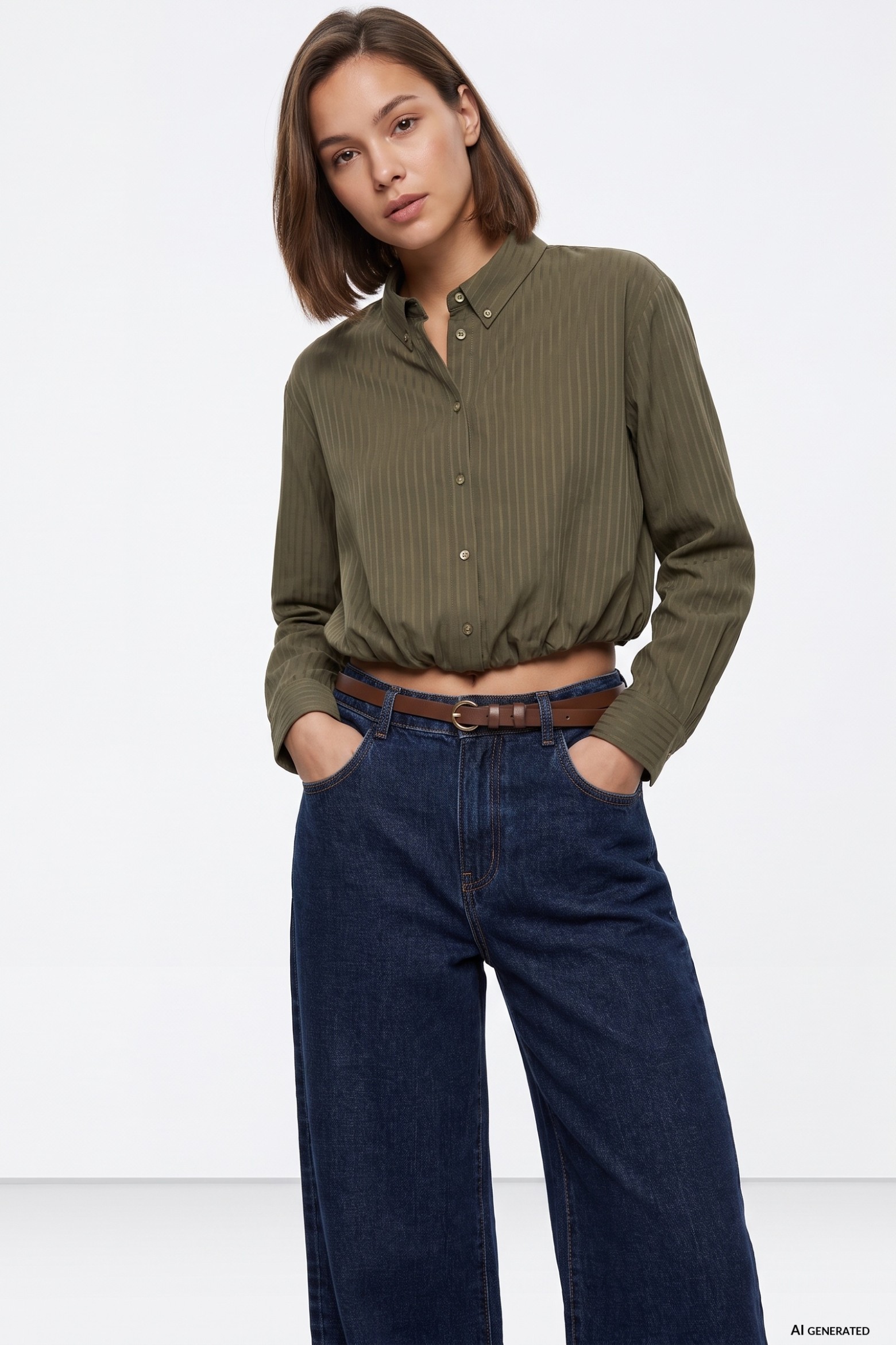 Camisa verde corte cropped