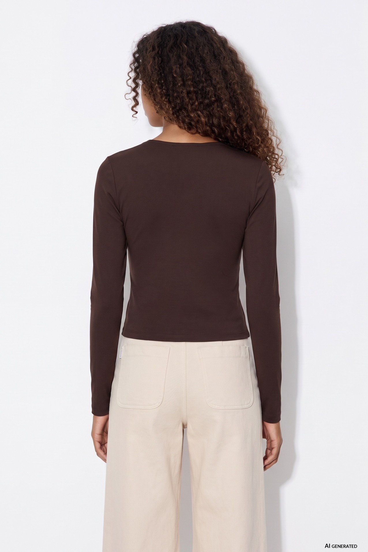 T-shirt crop castanho escuro