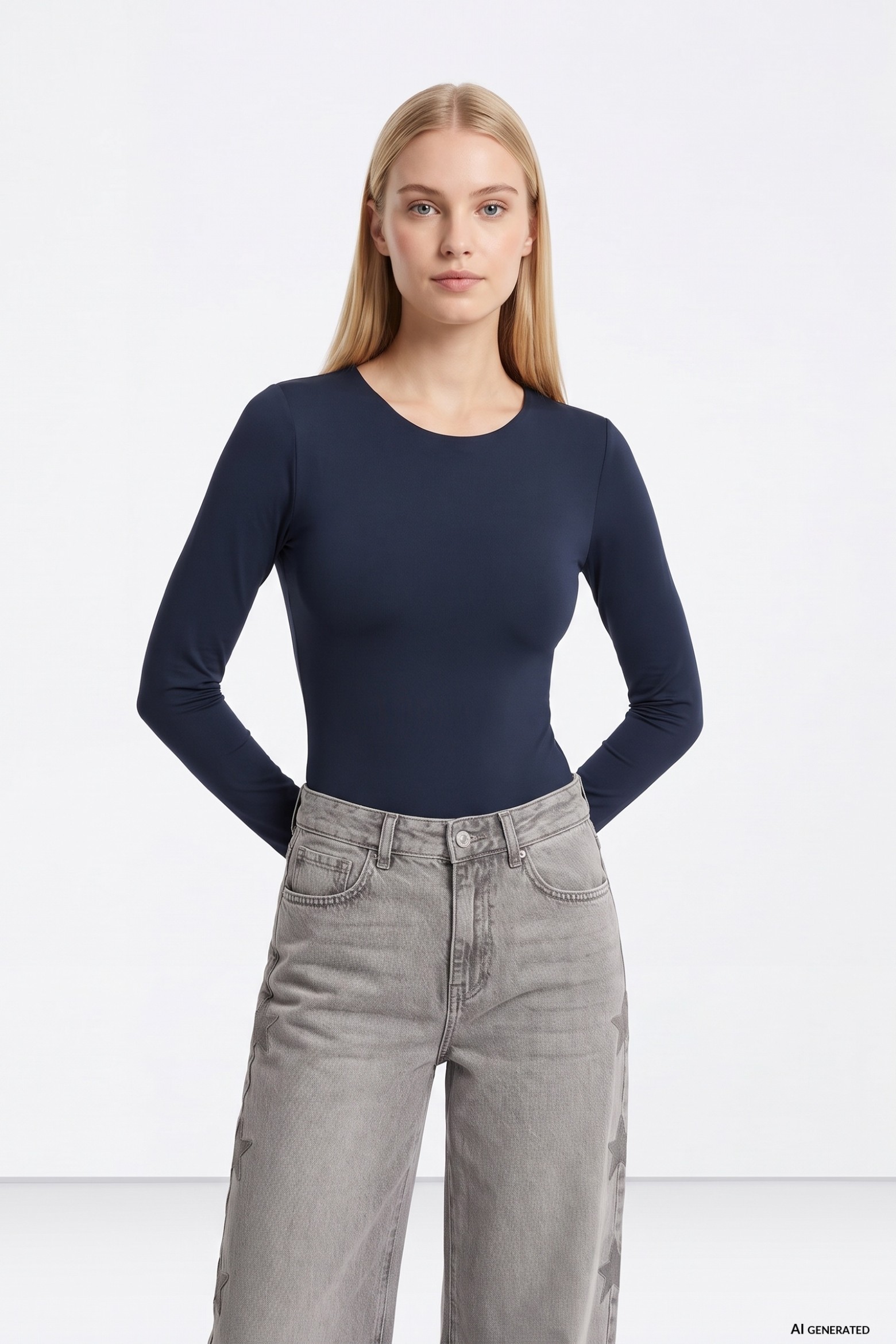 T-shirt justo azul escuro