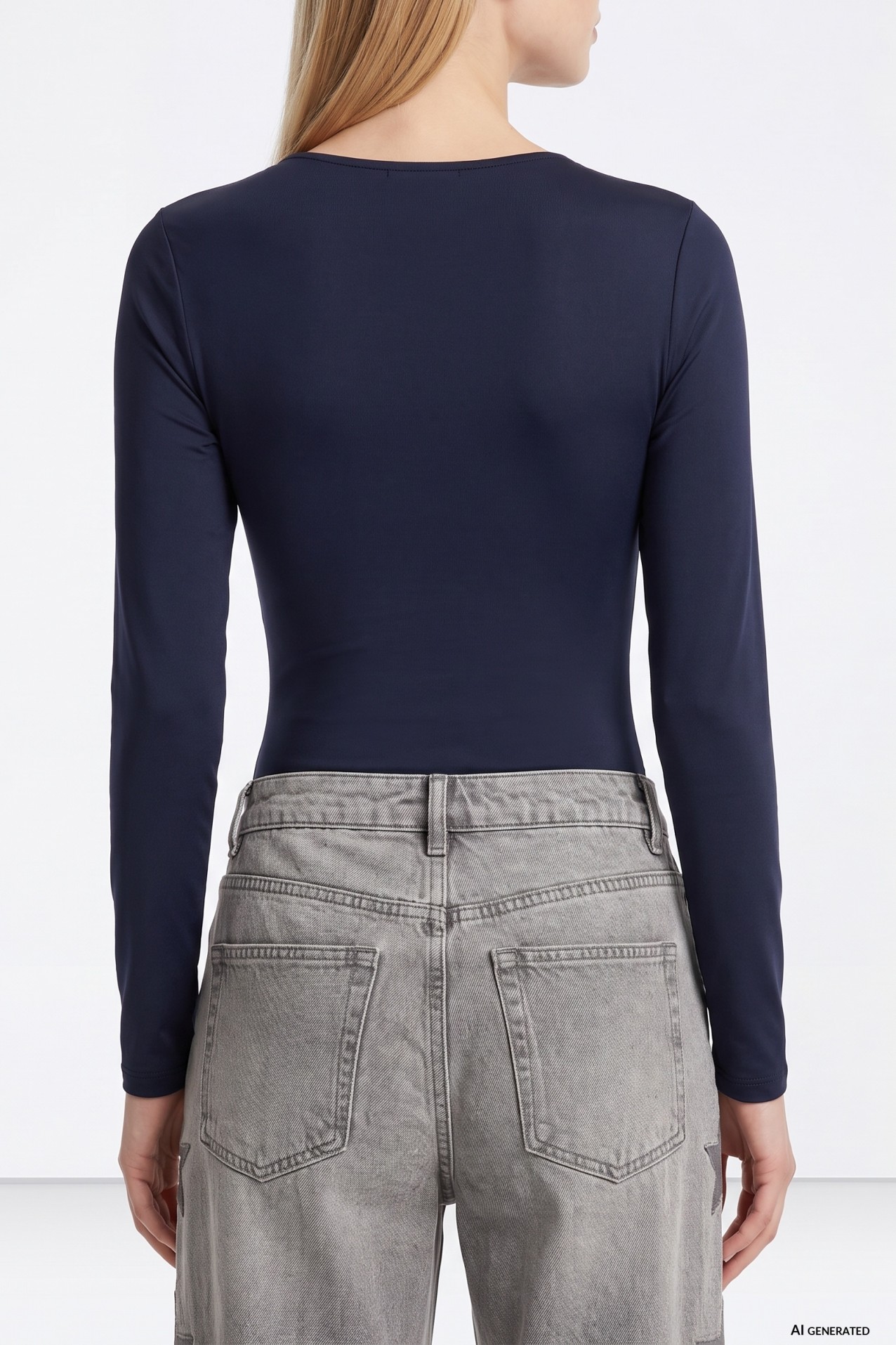 T-shirt justo azul escuro