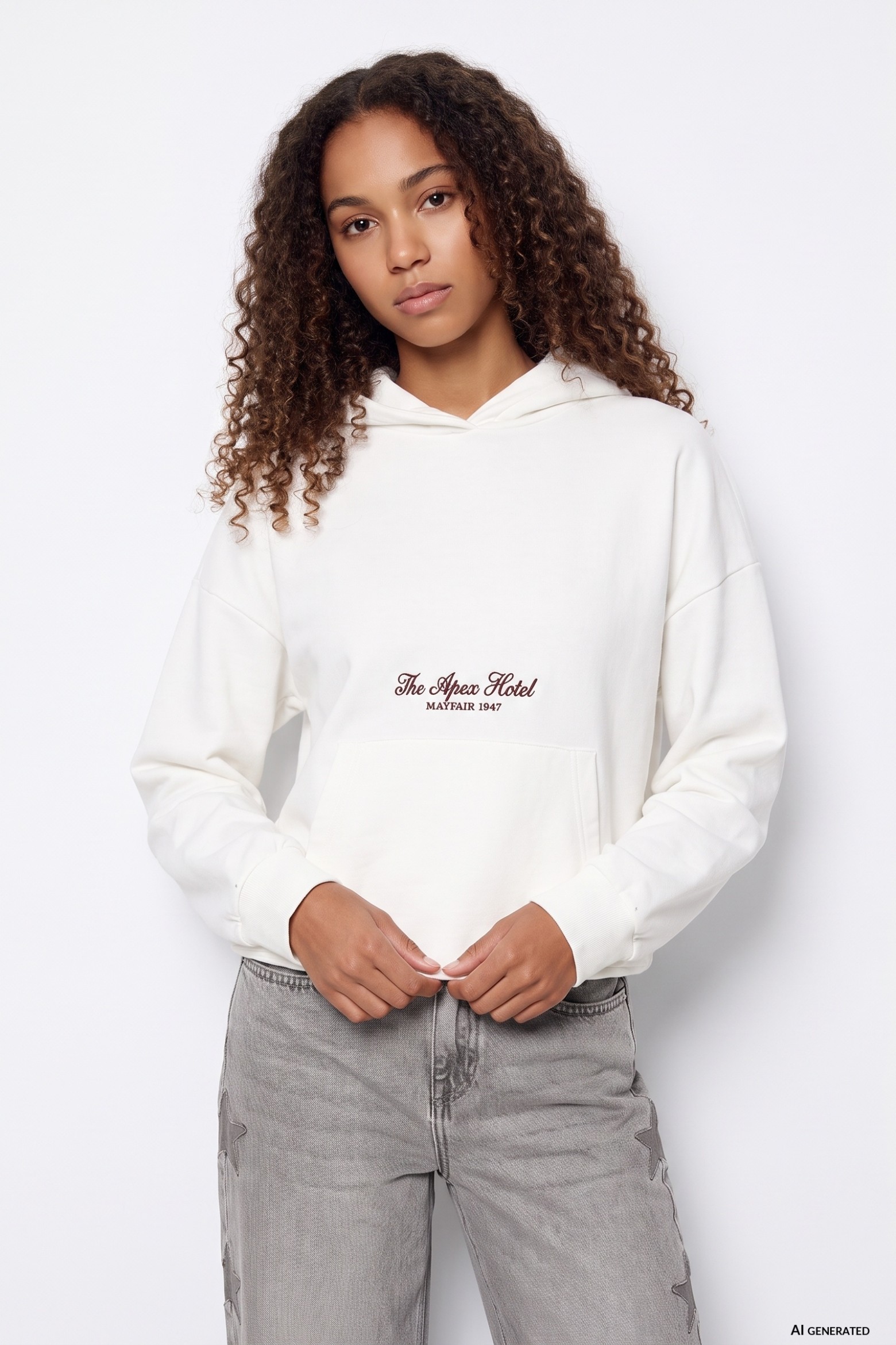 White hoodie with logo print