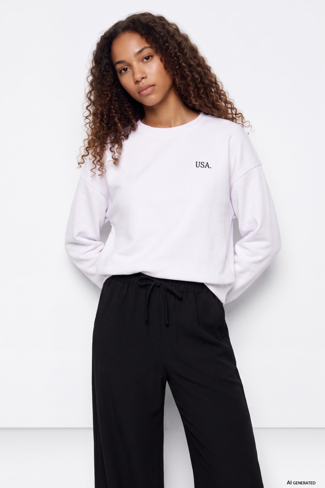 White Sweatshirt Minimal USA