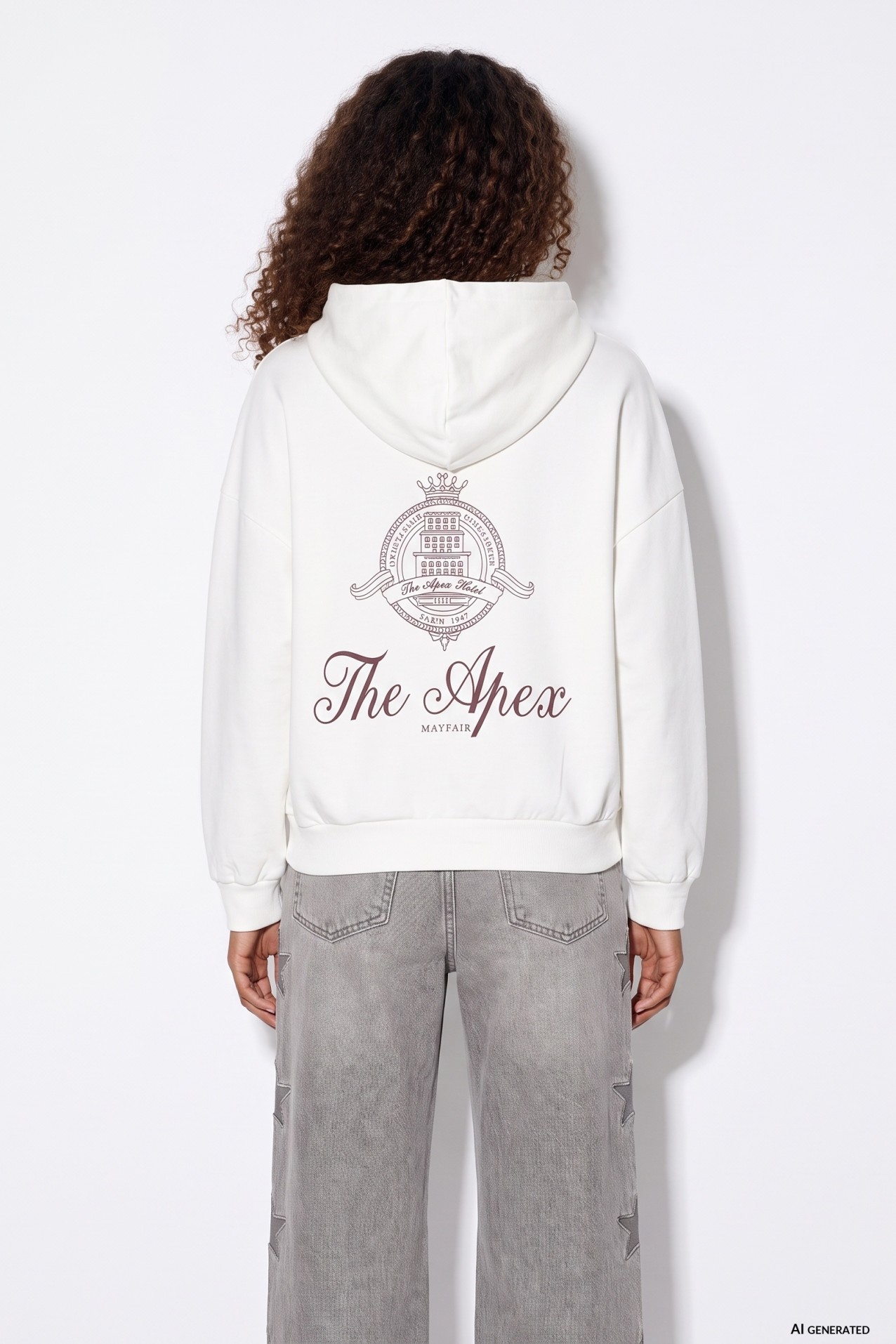 White hoodie with logo print