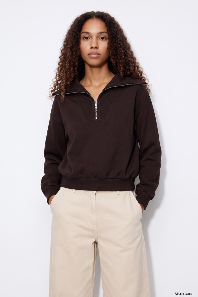 Dark Brown Zip Sweatshirt