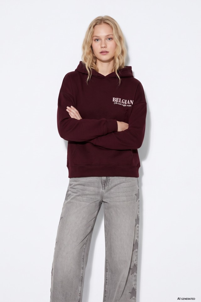 Red Loose Fit Hoodie