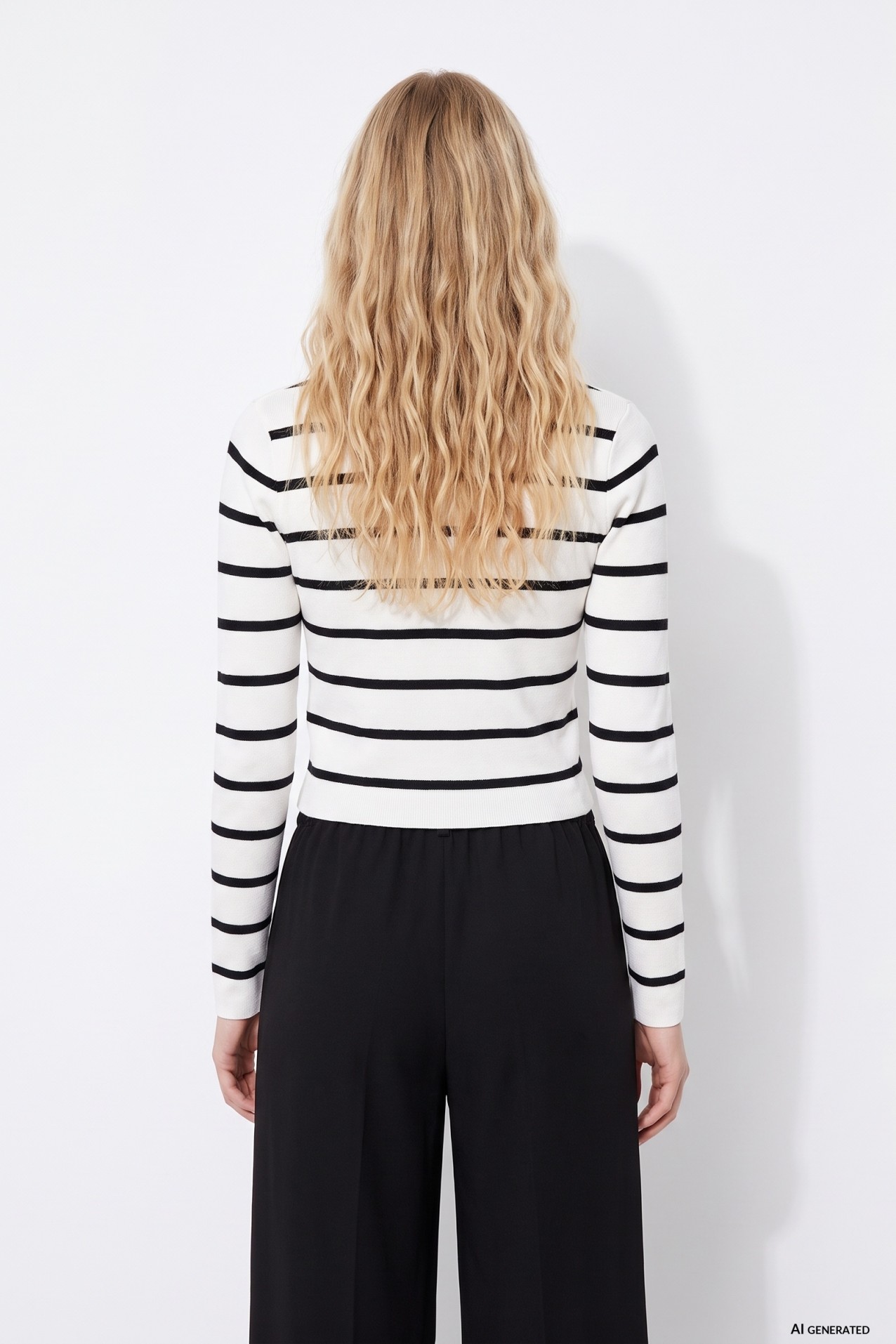 Striped cropped knit sweater