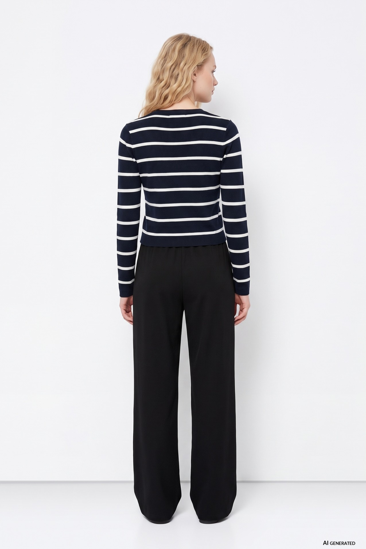 Navy Striped Knit Jumper