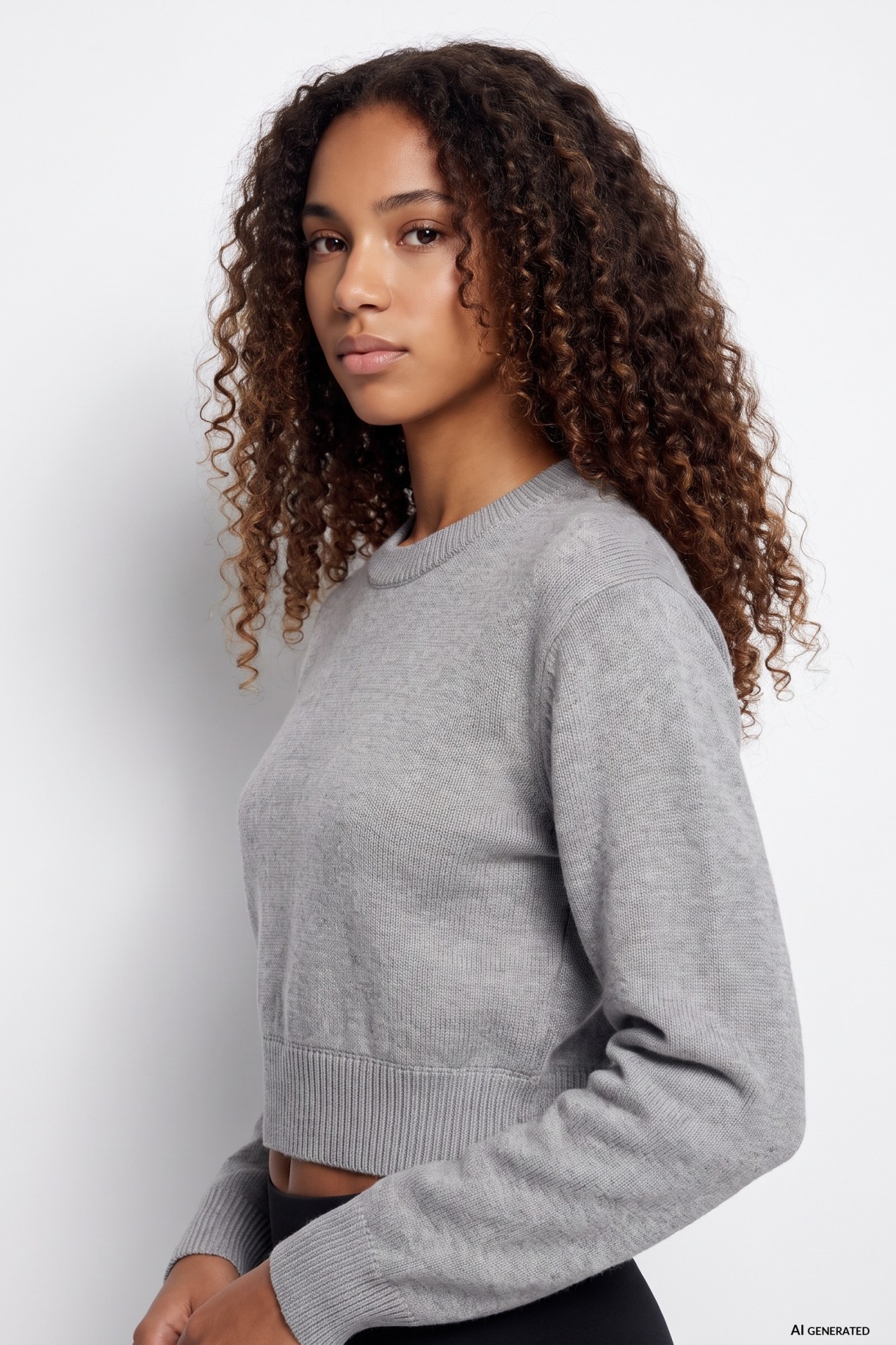 Grey Melange Cropped Sweater